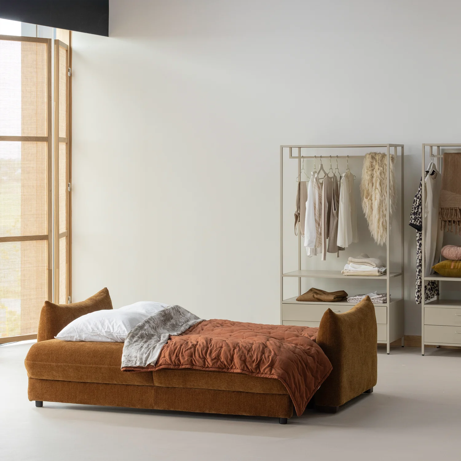 3 Sitzer Schlafsofa JONNE Chenille braun Couch Garnitur Loungesofa Couchgarnitur Sofa