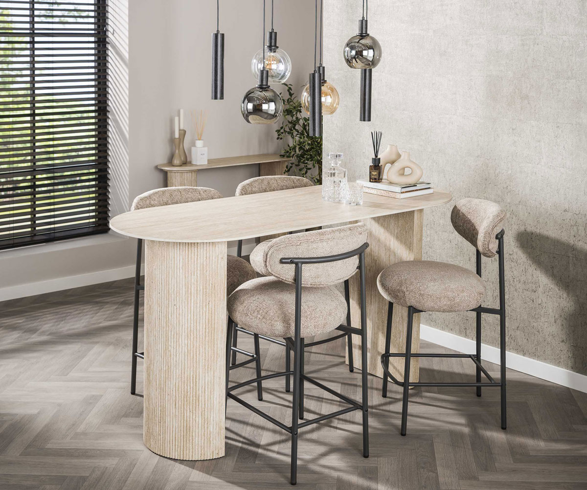 2er Set Barstuhl SAHRA SH 67 sandfarben Barhocker Hocker