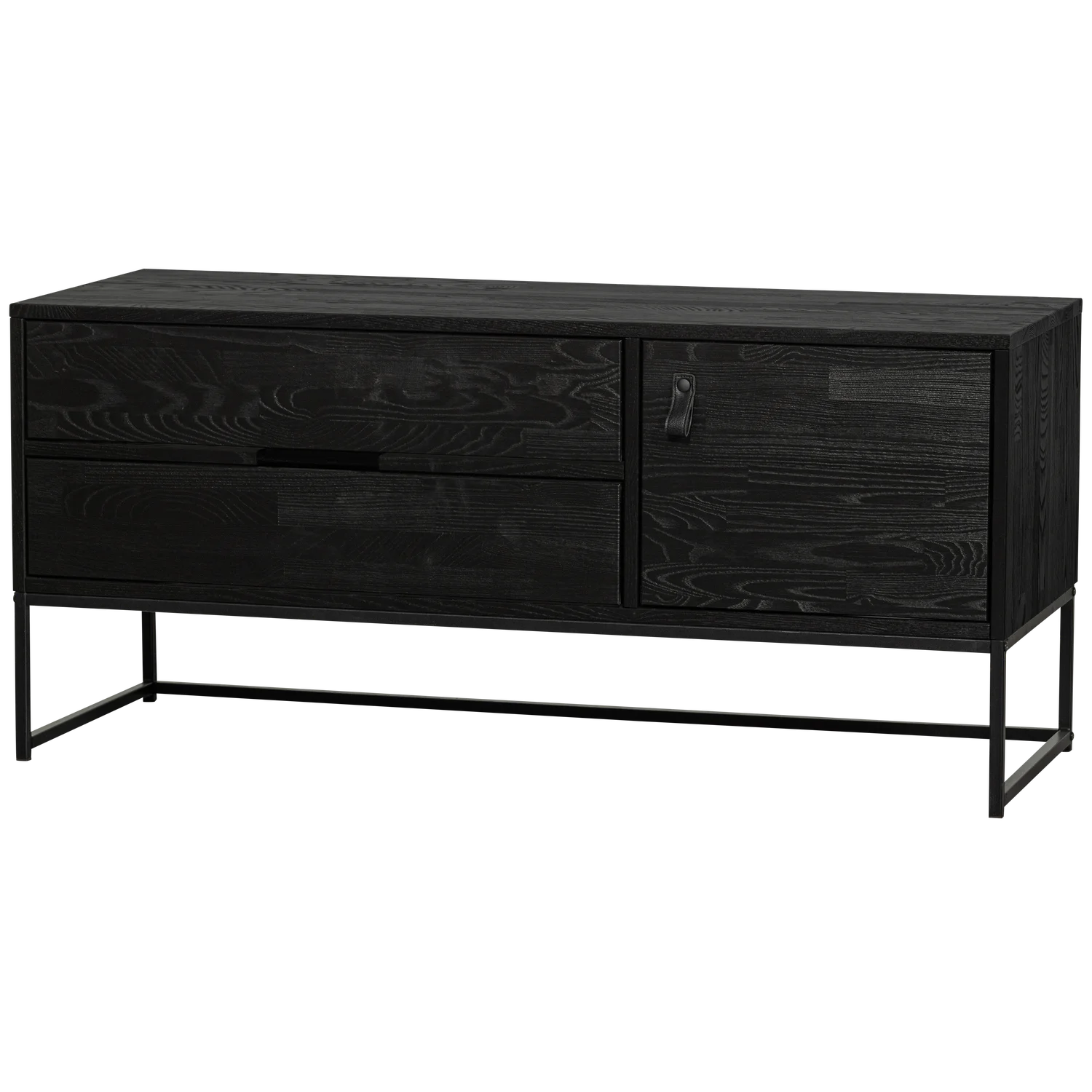 TV Möbel Lowboard SILAS 150 cm Kiefernholz Metall schwarz