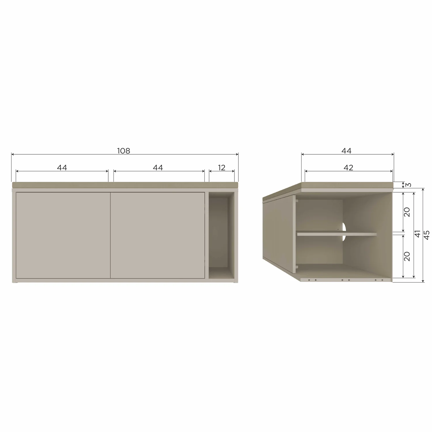 Sitzbank Bank Lowboard SETTLE DOWN mit Kissen 108 cm Kiefernholz staubgrau