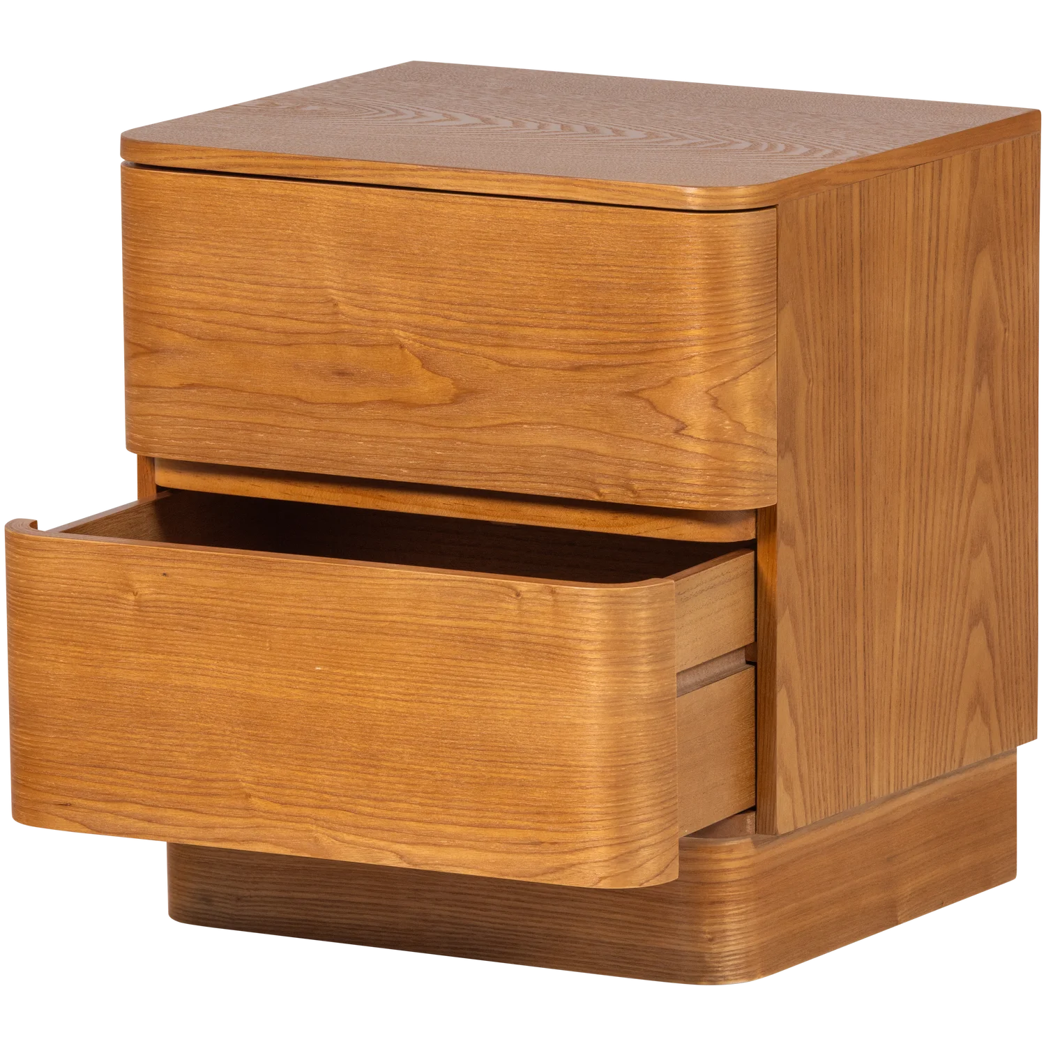 Nachtschränkchen FEJO H 43 cm mit 2 Schubladen MDF Holzdekor braun Kommode 