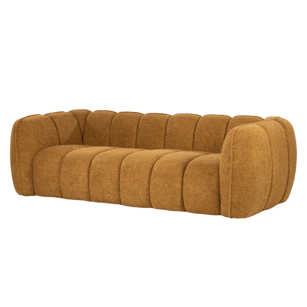 BY-BOO Sofa Cubetto senffarben 220 cm Stoffbezug  