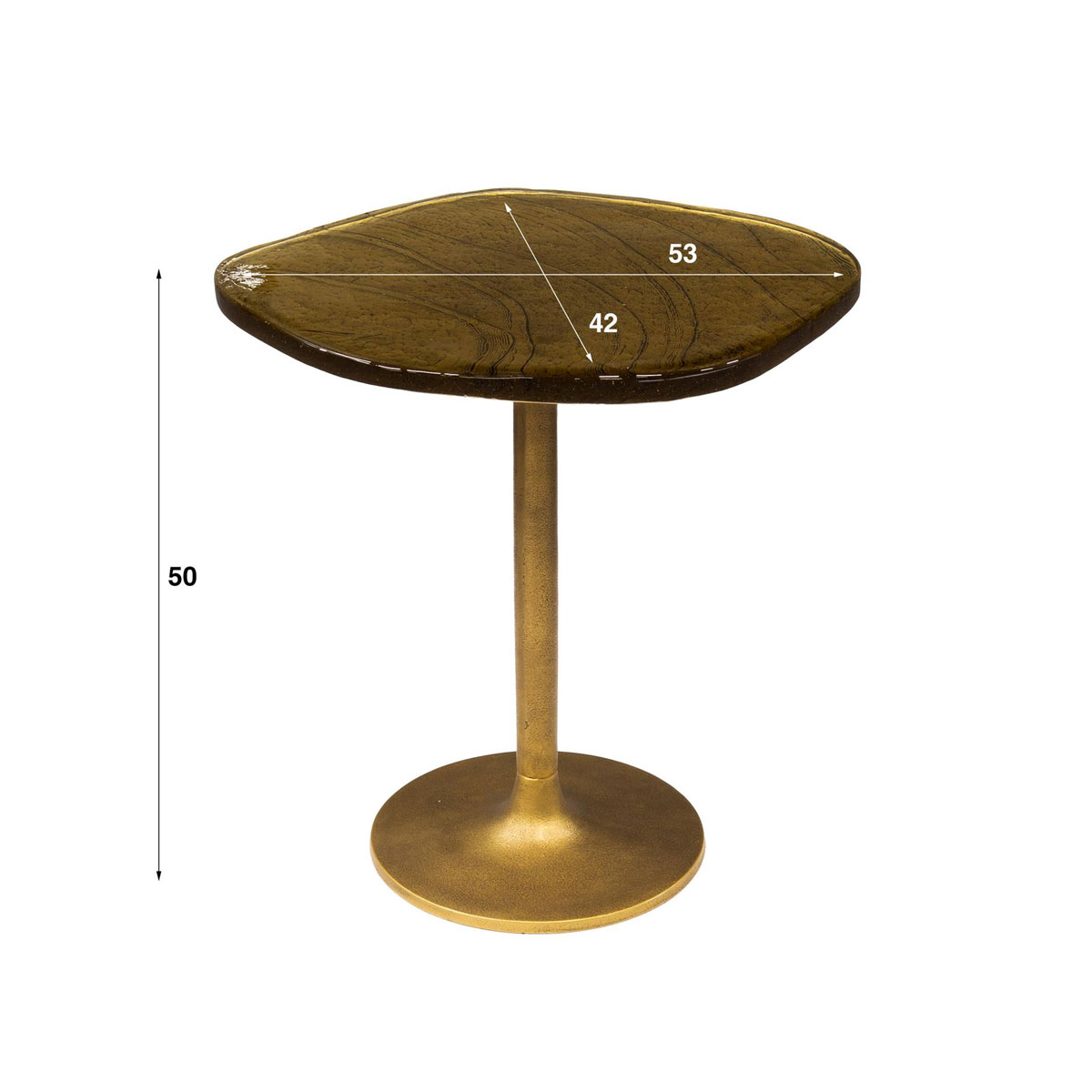 Beistelltisch Ellipse S Metall Glas Gold antik Finish