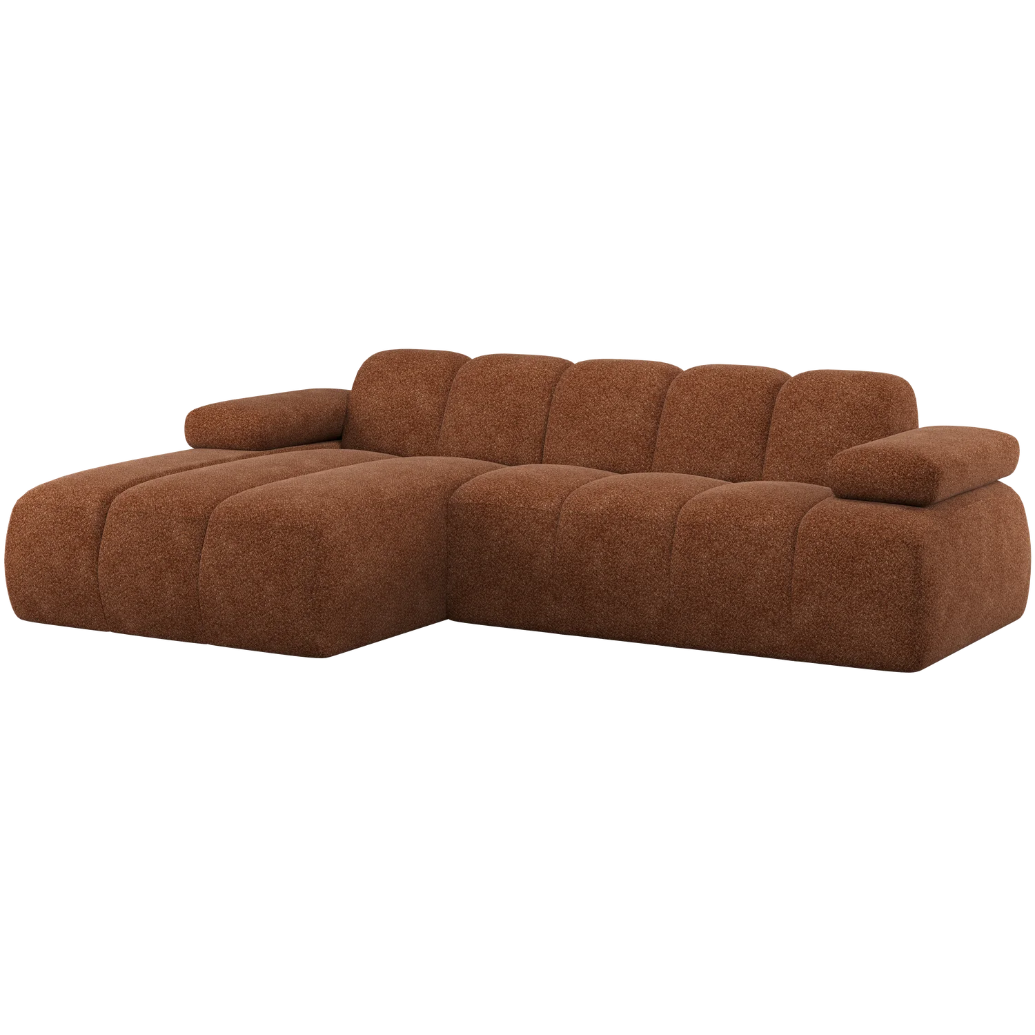 Eckgsofa MOJO weicher Chenille-Stoff rostbraun Longchair links