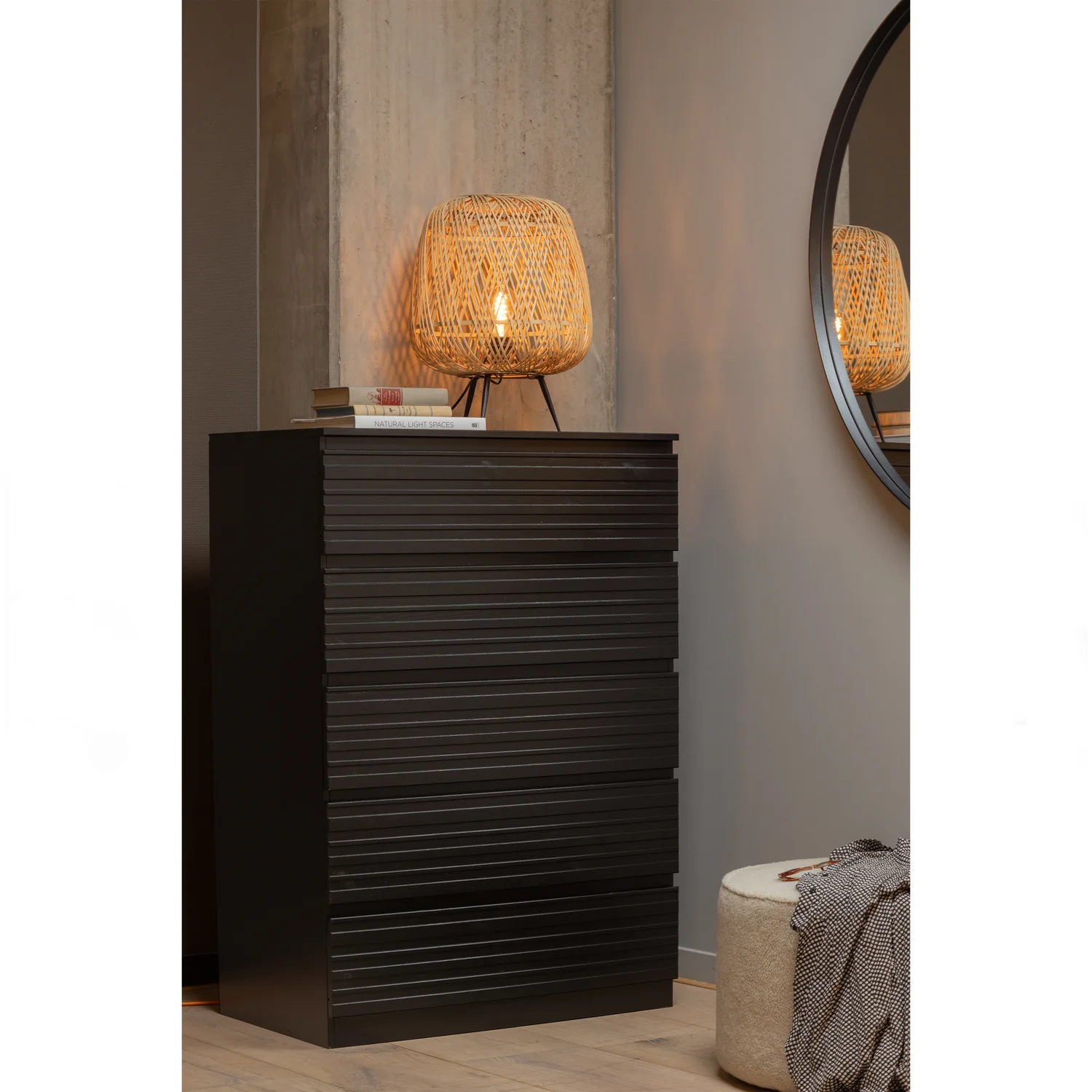 Hocker rund Ø 60 cm SARA Teddystoff off white