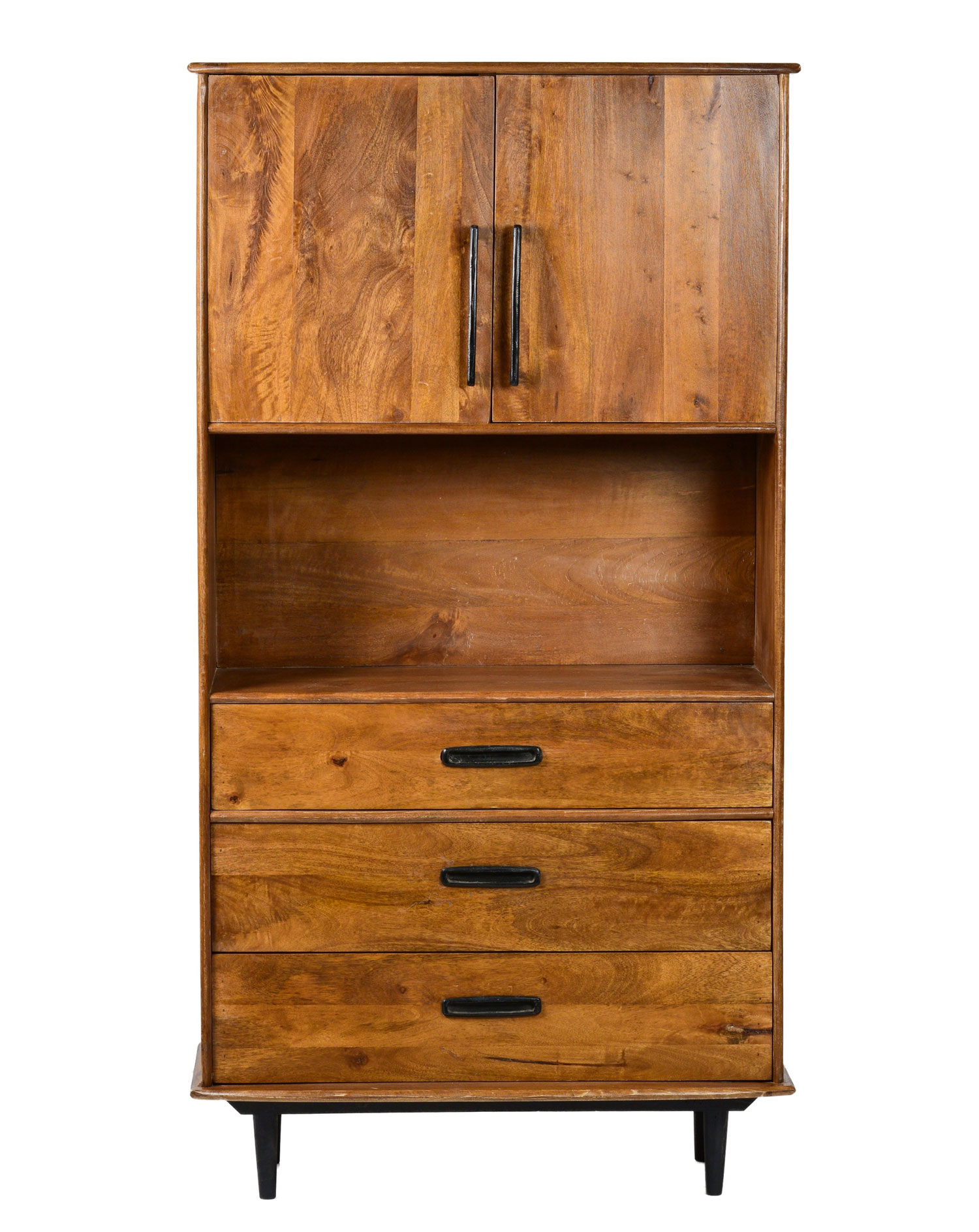 60er Jahre Schrank H 180 cm Bücherschrank Mango Massivholz