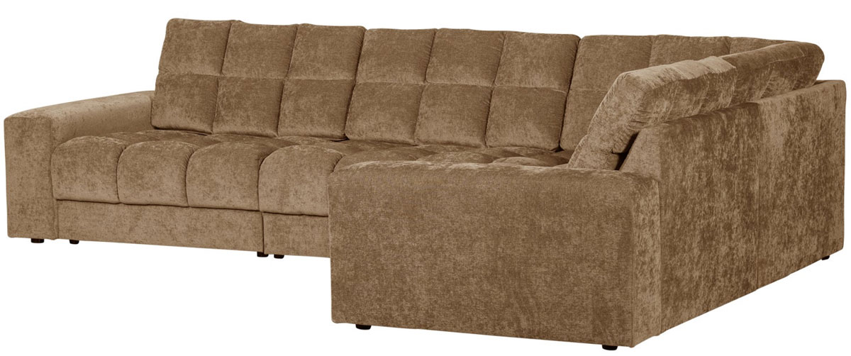 woood Ecksofa SECOND DATE Webstoff vintage sand Chaiselongue rechts