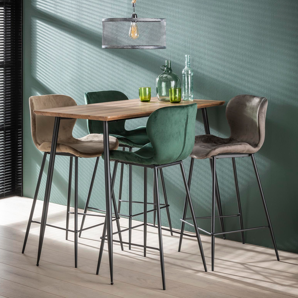 4er Set Barhocker Samt Velvet anthrazit
