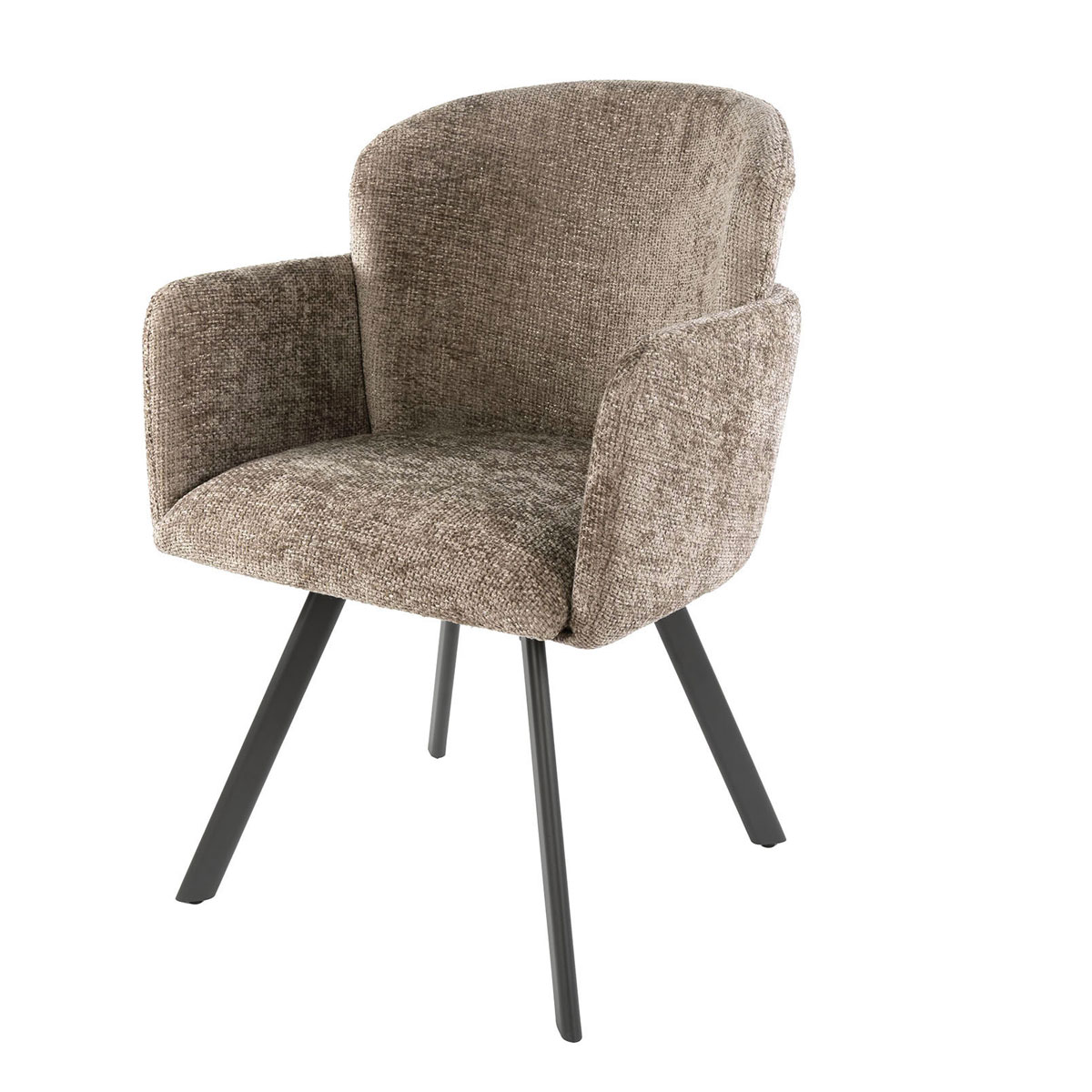 2er Set Armlehnstuhl GRACIA drehbar Chenille Stoff champagner