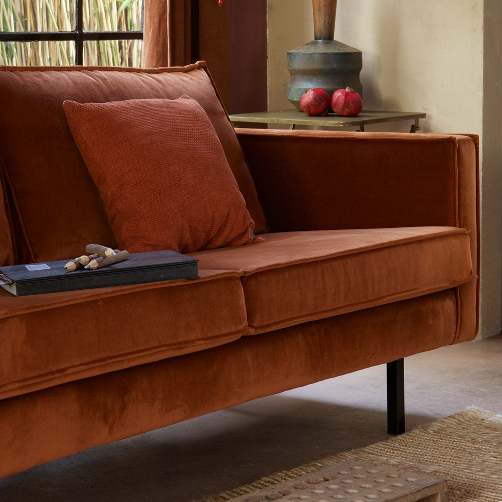 2,5 Sitzer Sofa Rodeo Samt rostfarben Couch Garnitur Samtsofa Couchgarnitur