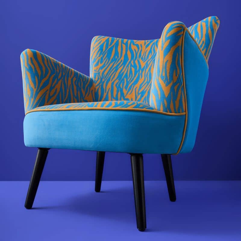Sessel Zebra blau Polstersessel Fernsehsessel