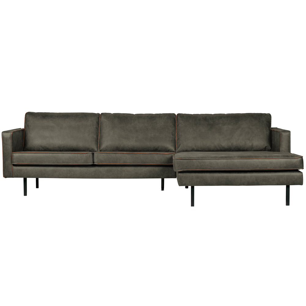 Eckgarnitur Rodeo Leder armygrün Couch Sofa Ecksofa  Longchair Rechts