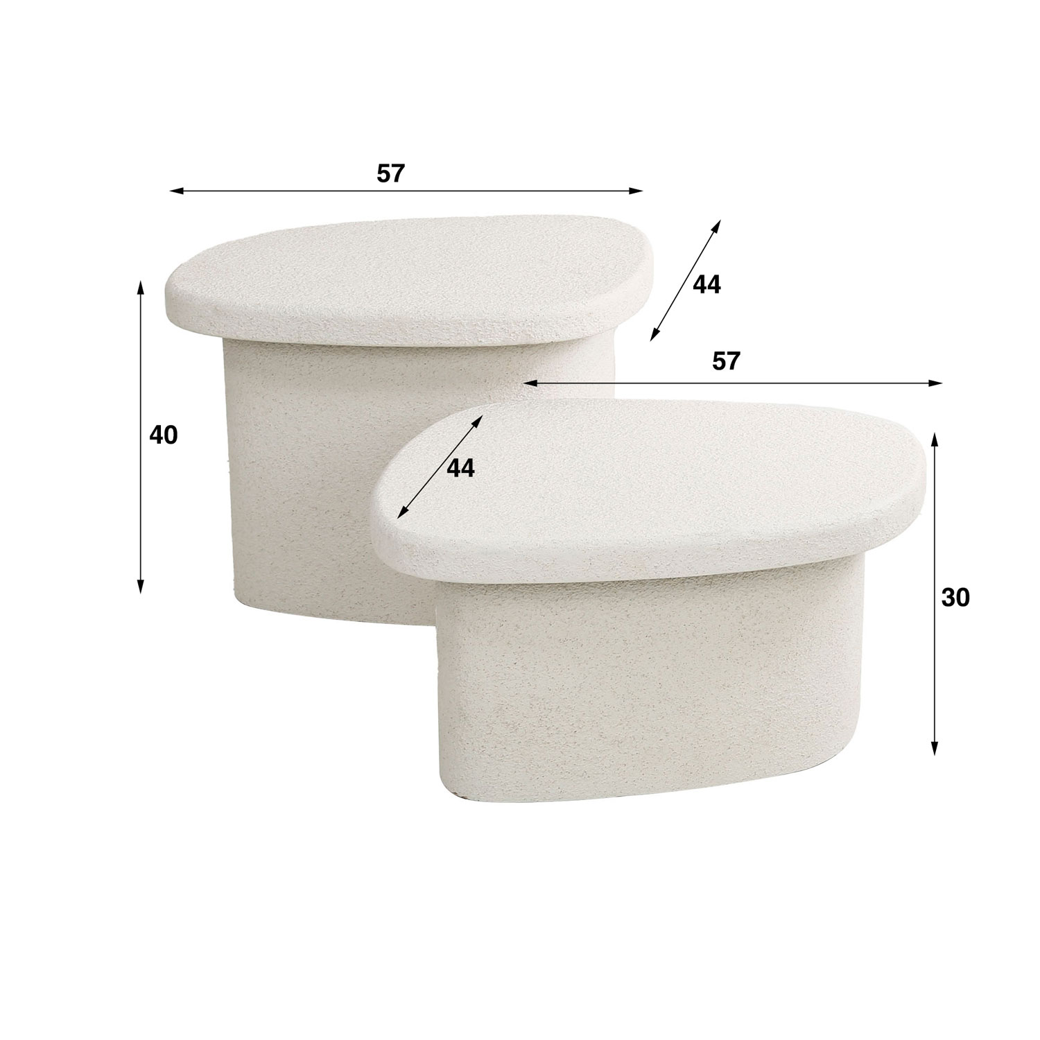 2er Set Couchtisch SOLID SURFACE organisch hellbeige