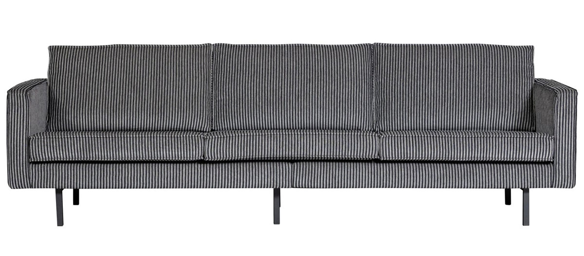 BePureHome 3 Sitzer Sofa RODEO Webstoff Streifen schwarz grau