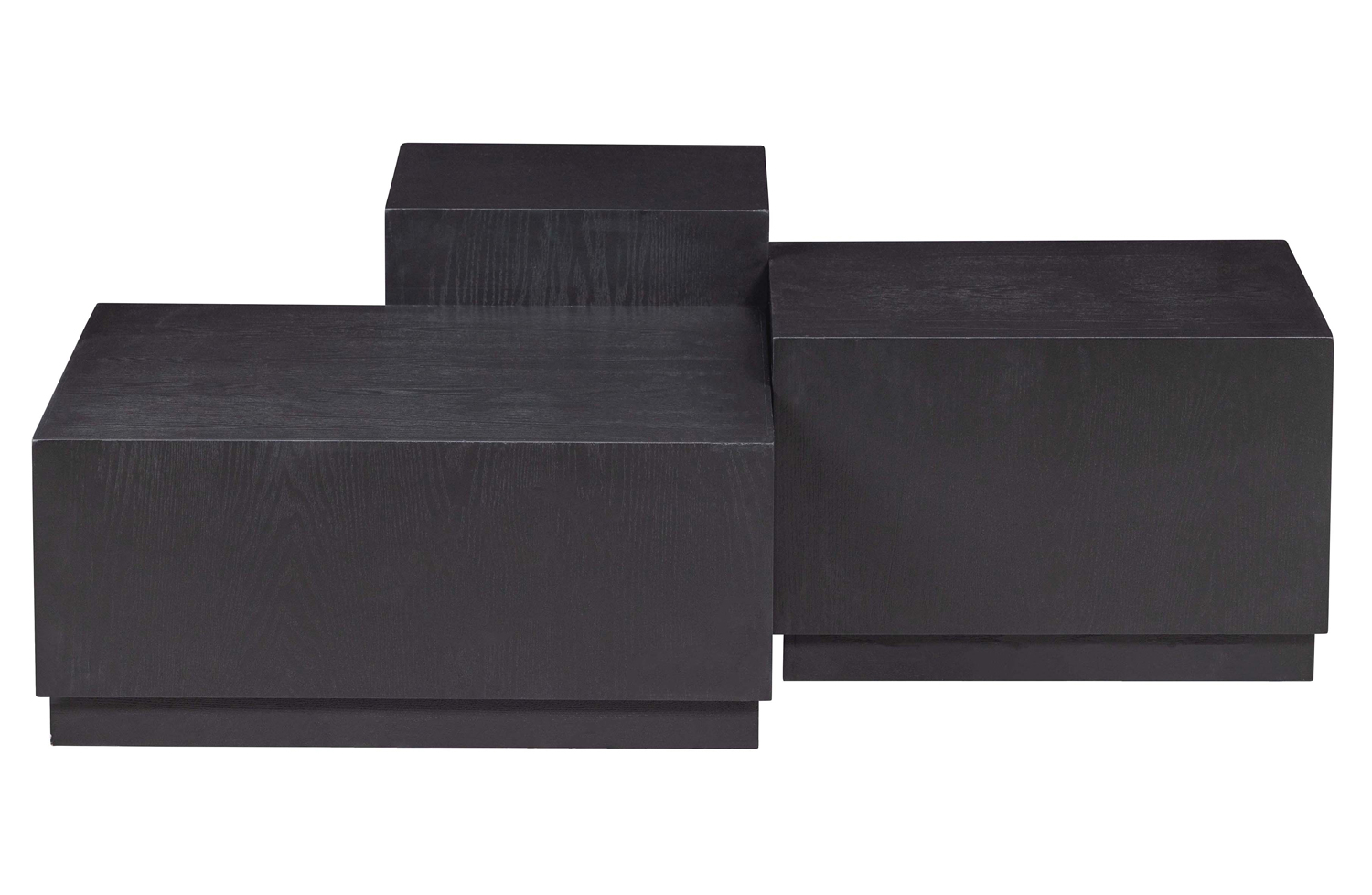 3er Set Couchtisch Pim Eschenholz MDF schwarz