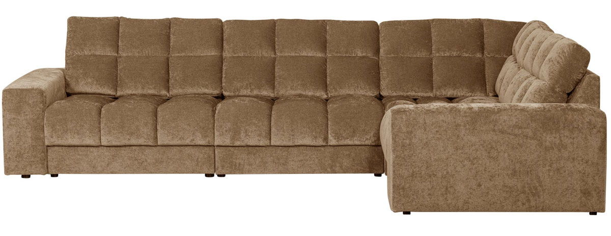 woood Ecksofa SECOND DATE Webstoff vintage sand Chaiselongue rechts