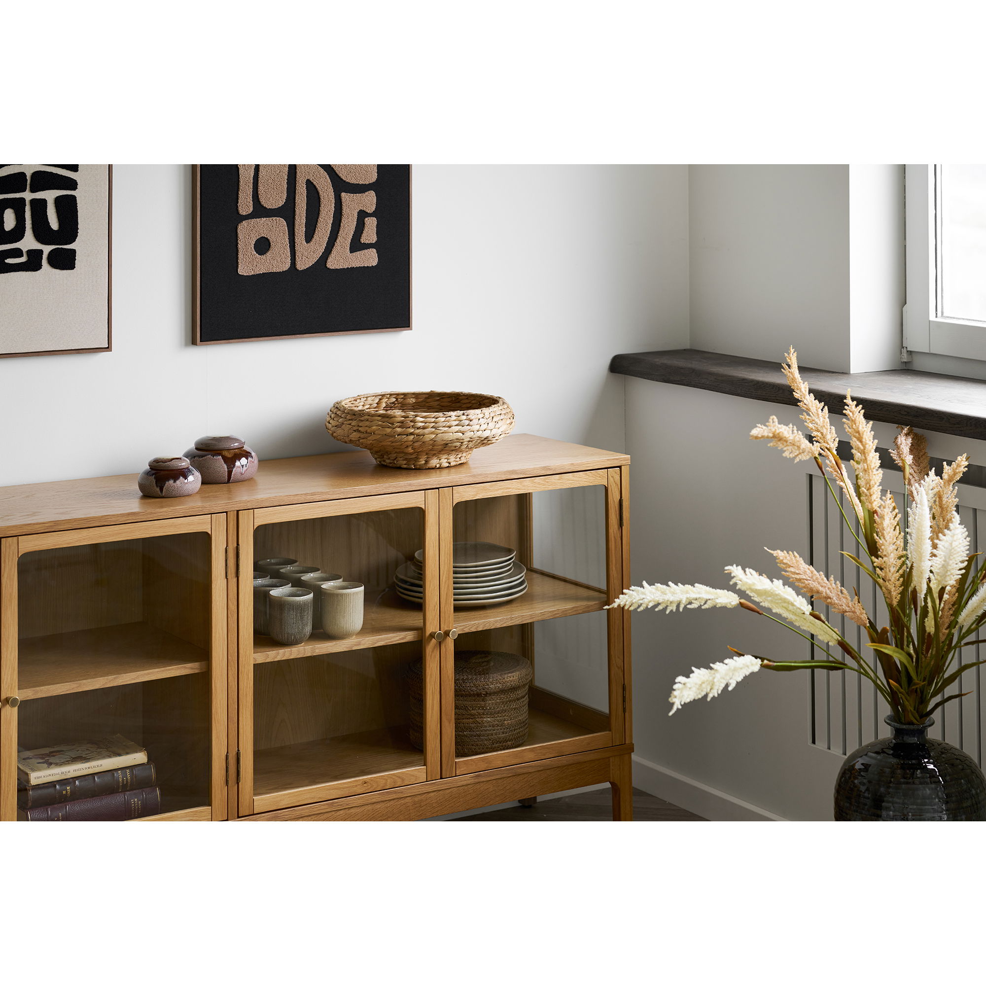 Sideboard Kommode Lamora mit 4 Türen aus Eichenholz Breite 180 cm