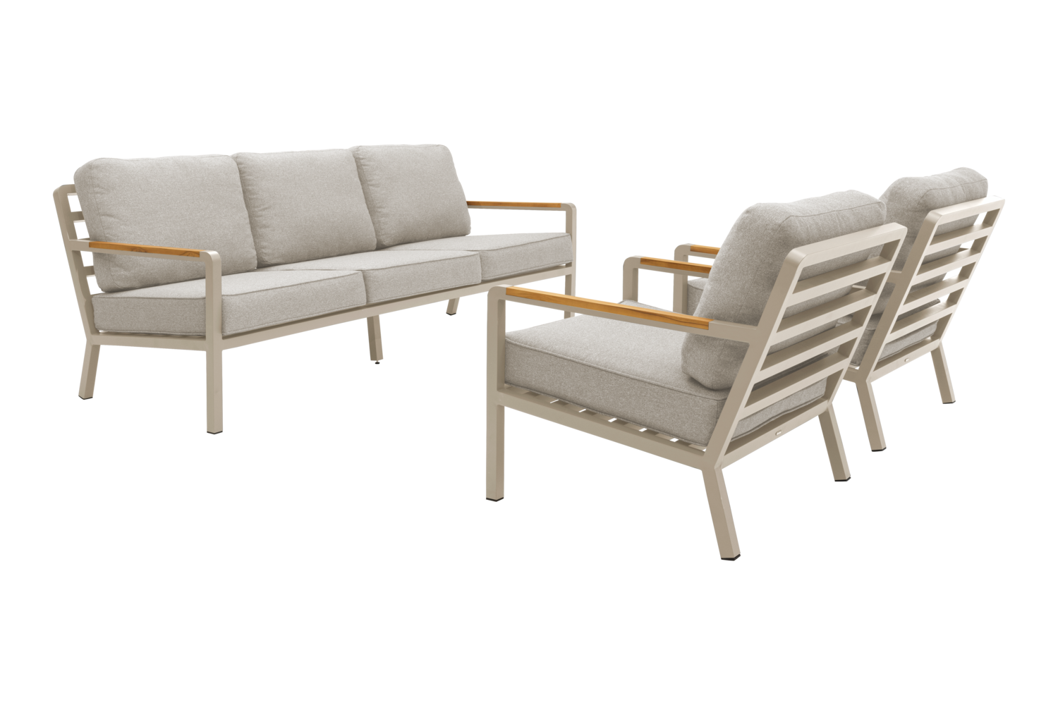 Garten Lounge Set Nova 3 Siter Sofa und 2 Sessel Aluminium khaki