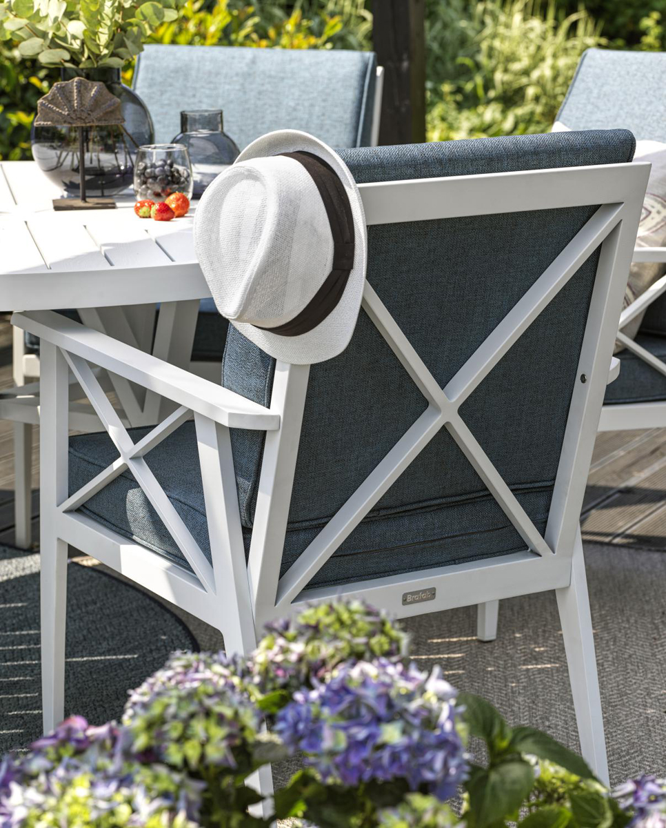 5 tlg. Gartenmöbel Essgruppe Aluminium weiss incl Kissen