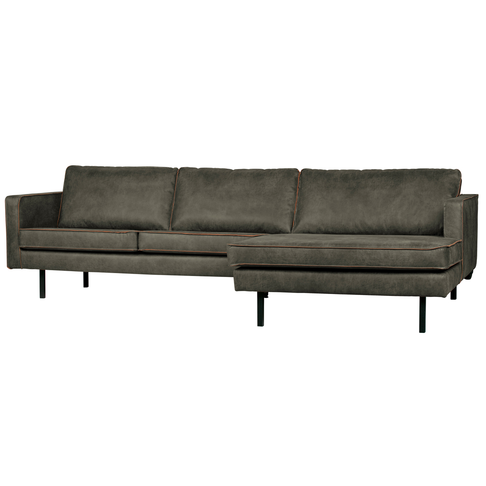 Eckgarnitur Rodeo Leder armygrün Couch Sofa Ecksofa  Longchair Rechts