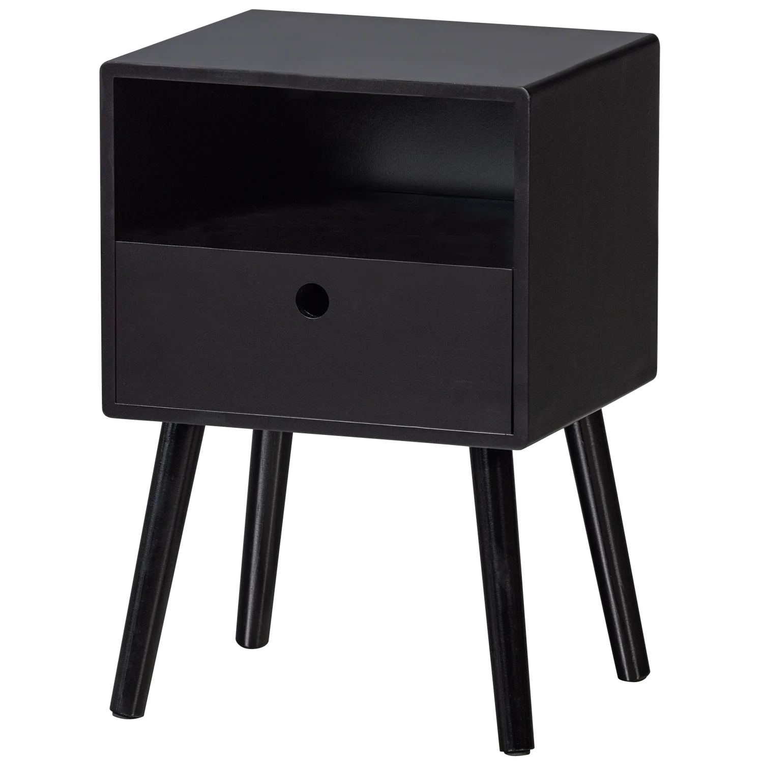 Nachtschränkchen OZZY H 53 cm mit 1 Schublade MDF schwarz