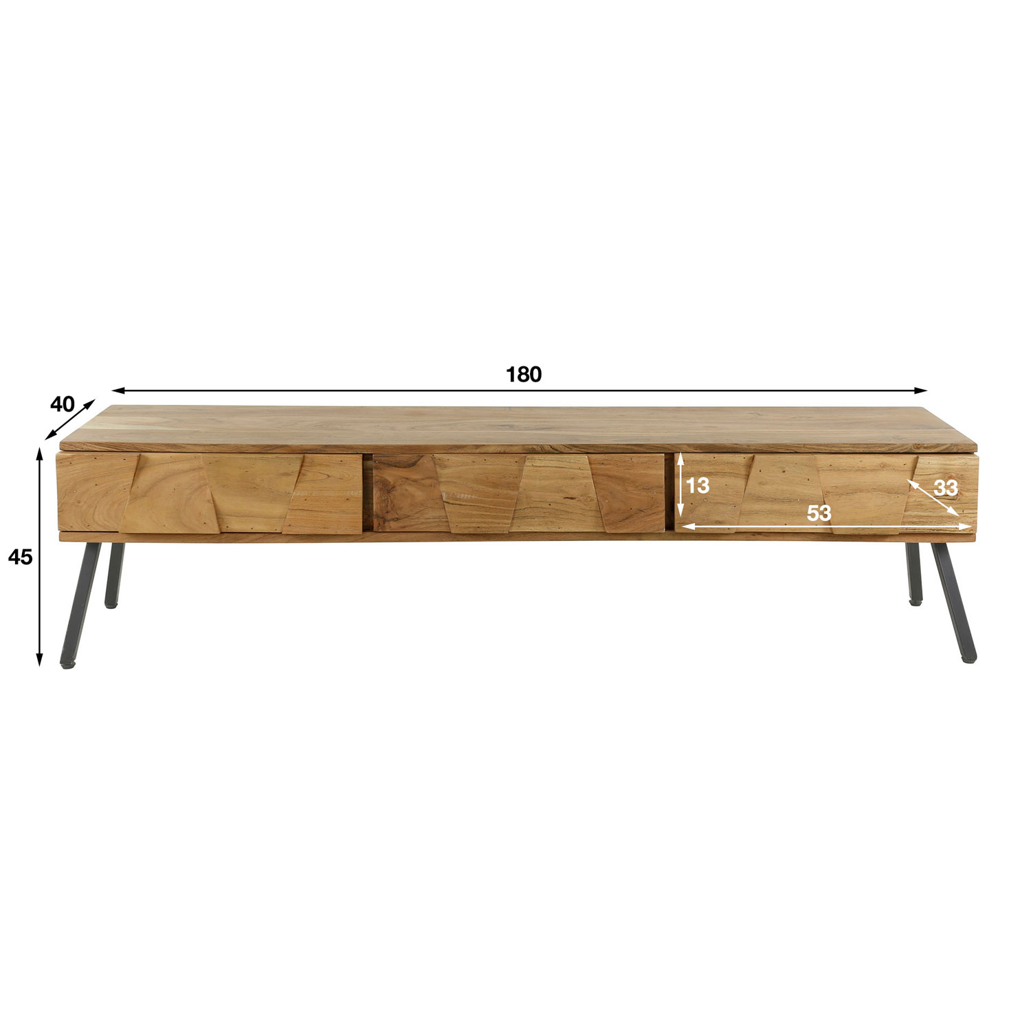 TV Möbel LEEN 180 cm Metall Akazie natur Lowboard