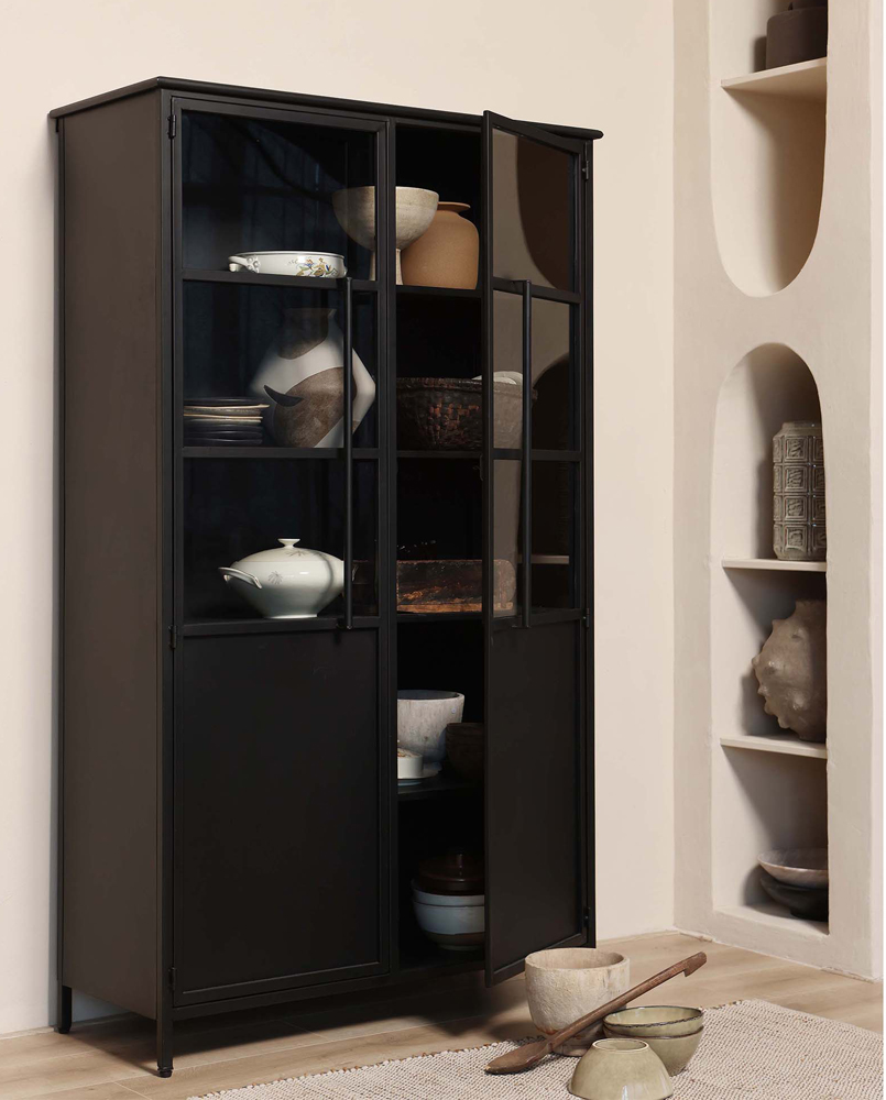 Industrie Vitrine Exhibit H 170 cm Metall schwarz