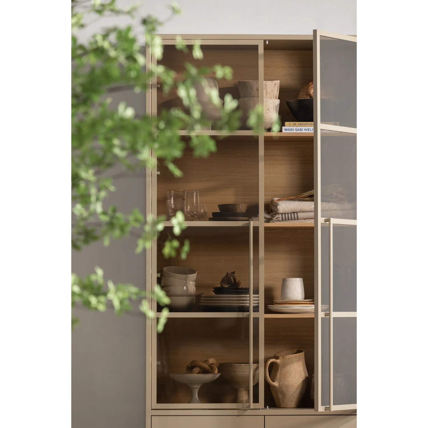 Vitrine Glasvitrine Schrank CASA 4-türig Kiefer mud  