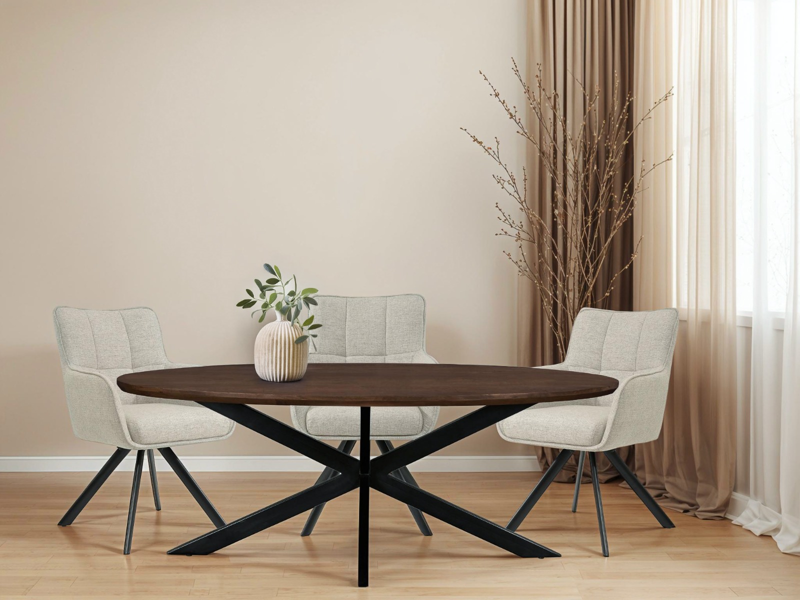 Esstisch Jesper oval 240 x 110 cm Mangoholz braun  