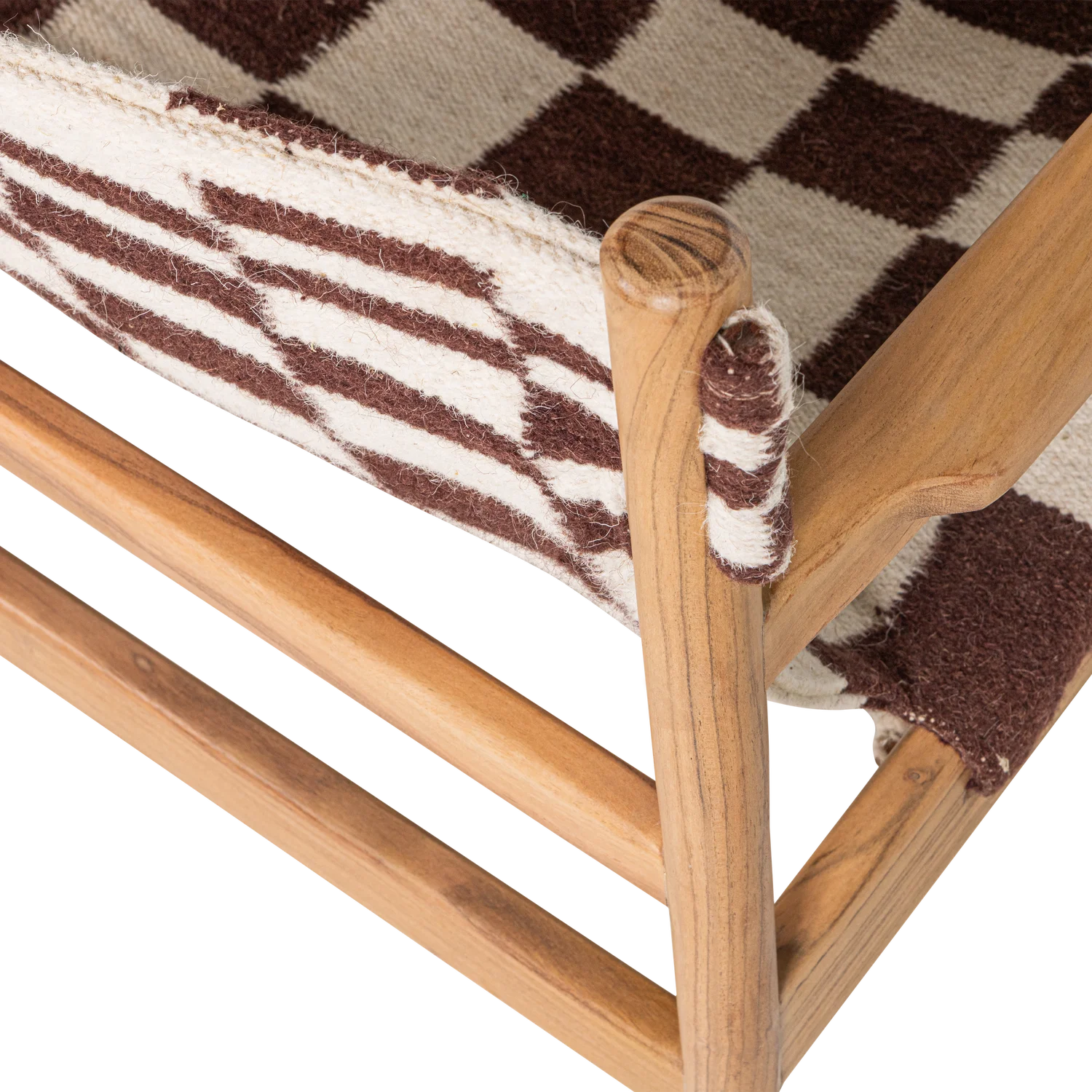 Loungesesel ZANO Sessel Akazienholz Musterstoff Kelim Sitzfläche braun beige