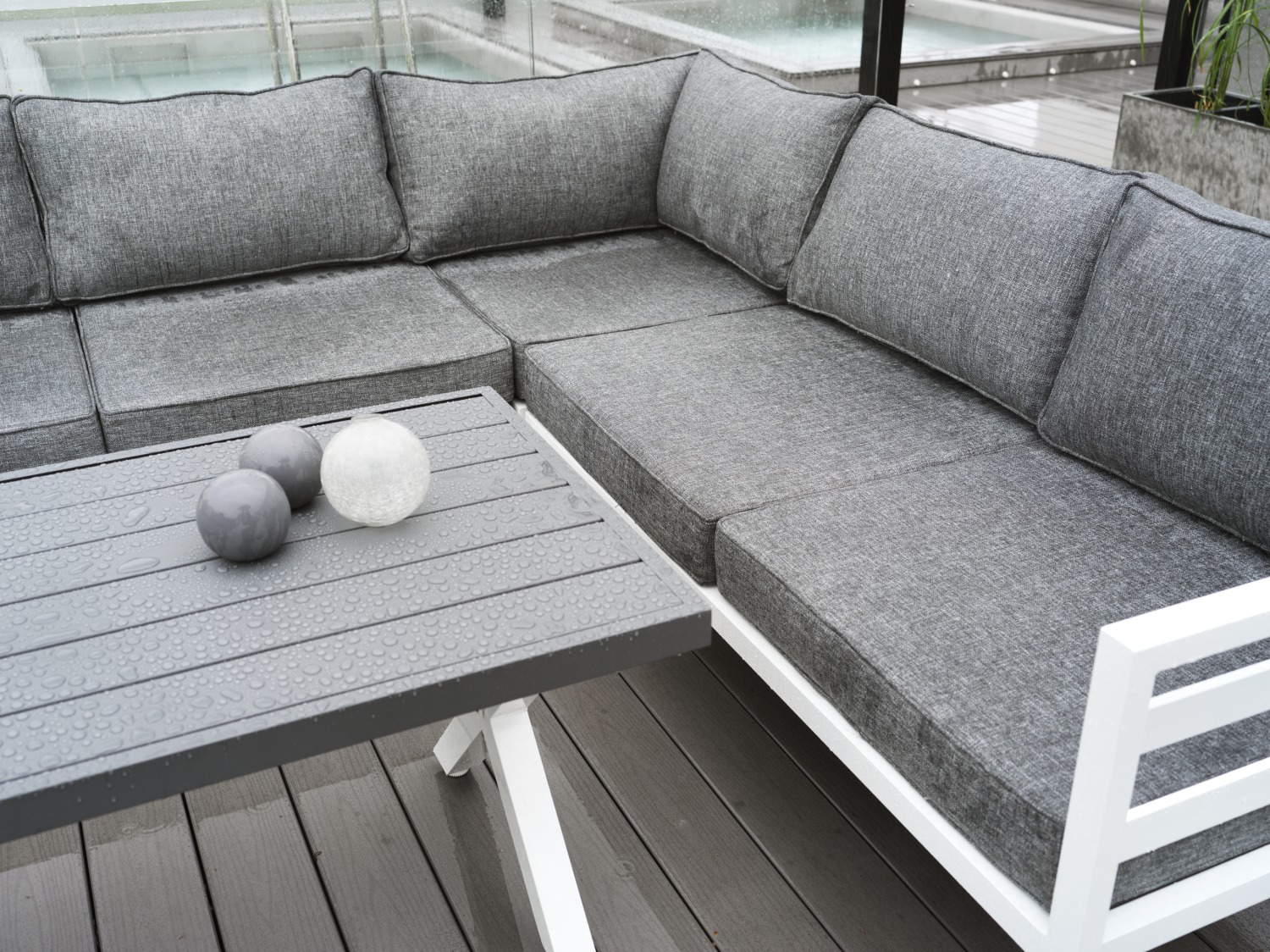 Ecksofa Garten Lounge Set WELDON incl.Sitzkissen weiss