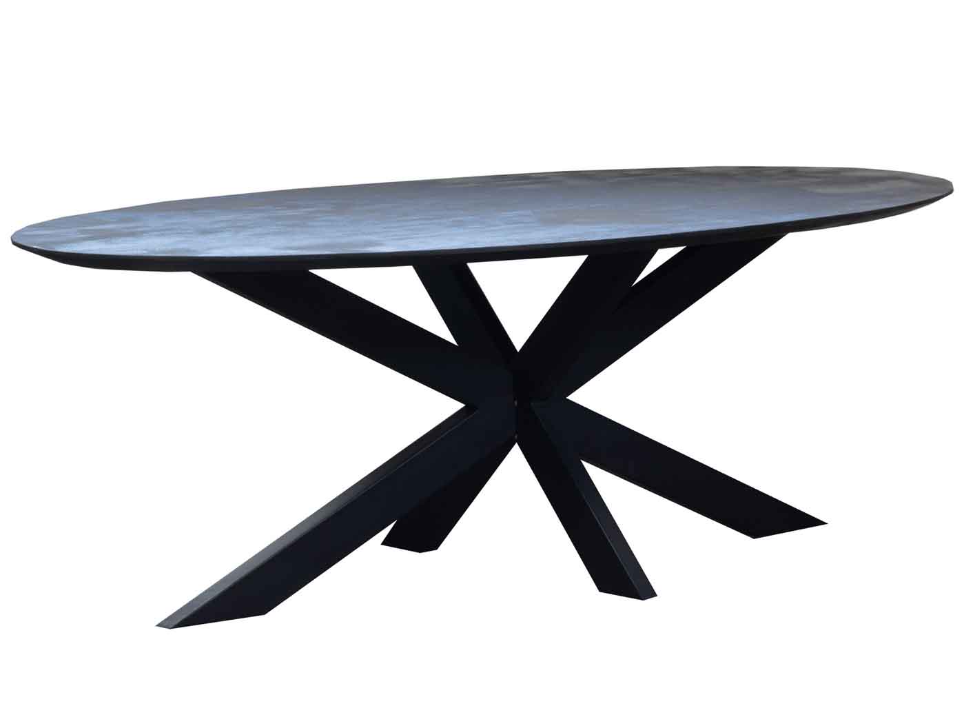 Esstisch BRILLIANT oval 200 x 100 cm Mangoholz schwarz