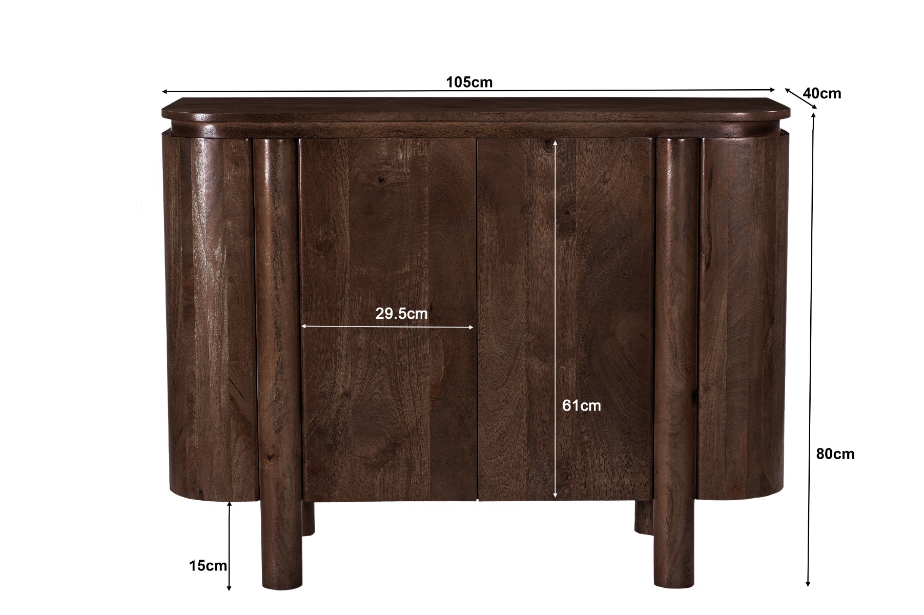 Kommode Salano 105 cm Mangoholz braun Sideboard Schrank