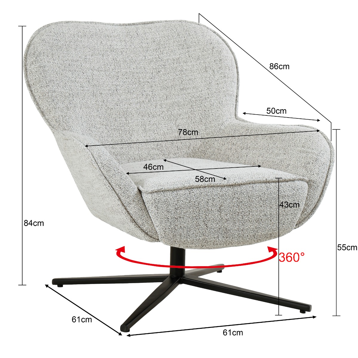 Sessel Sven Drehsessel Stoff beige Relaxsessel Fernsehsessel