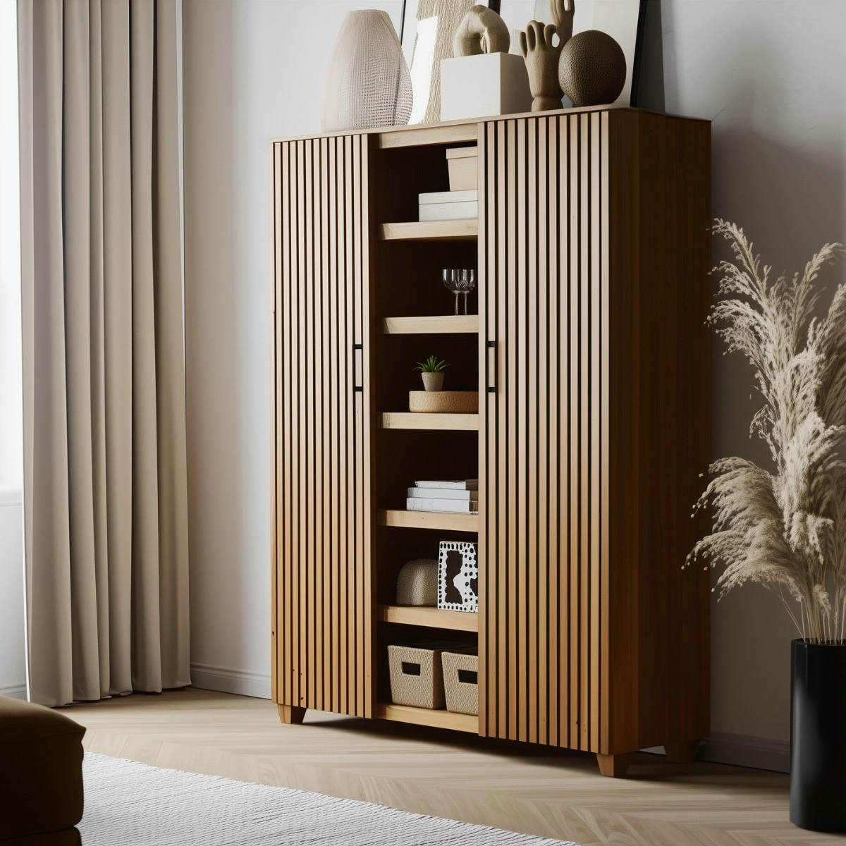 Wandschrank Schrank TONI H 210 cm Mangoholz braun 