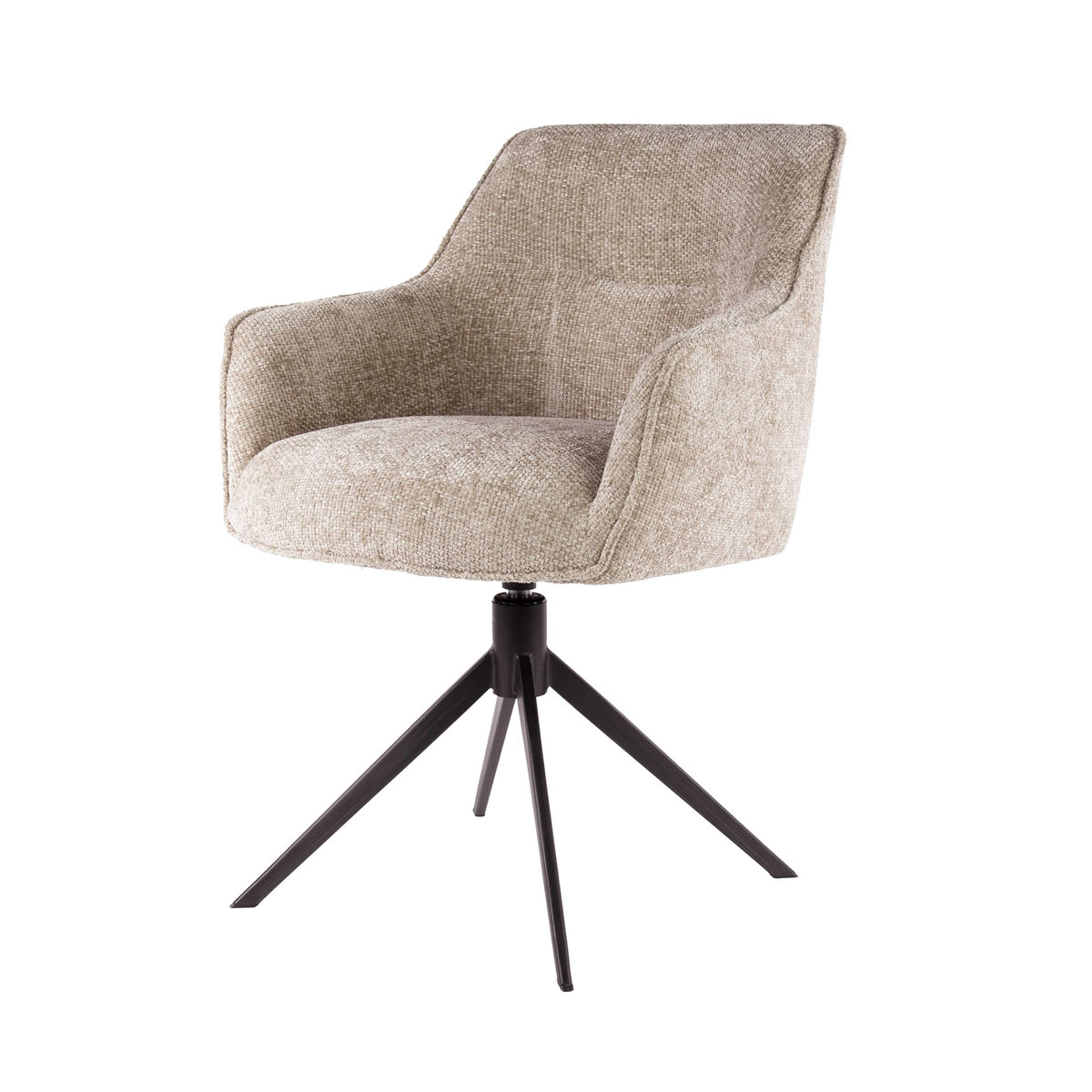 Esszimmerstuhl ARVIC mit Armlehne Stuhl drehbar Chenille-Stoff sand