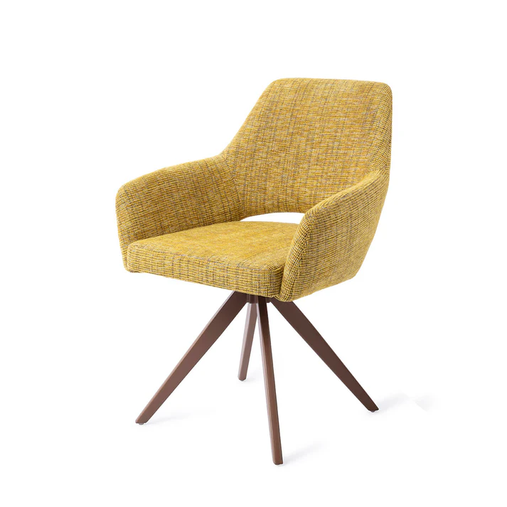 Esszimmerstuhl Yanai – Lemon Lines mit Drehgestell in Metall braun