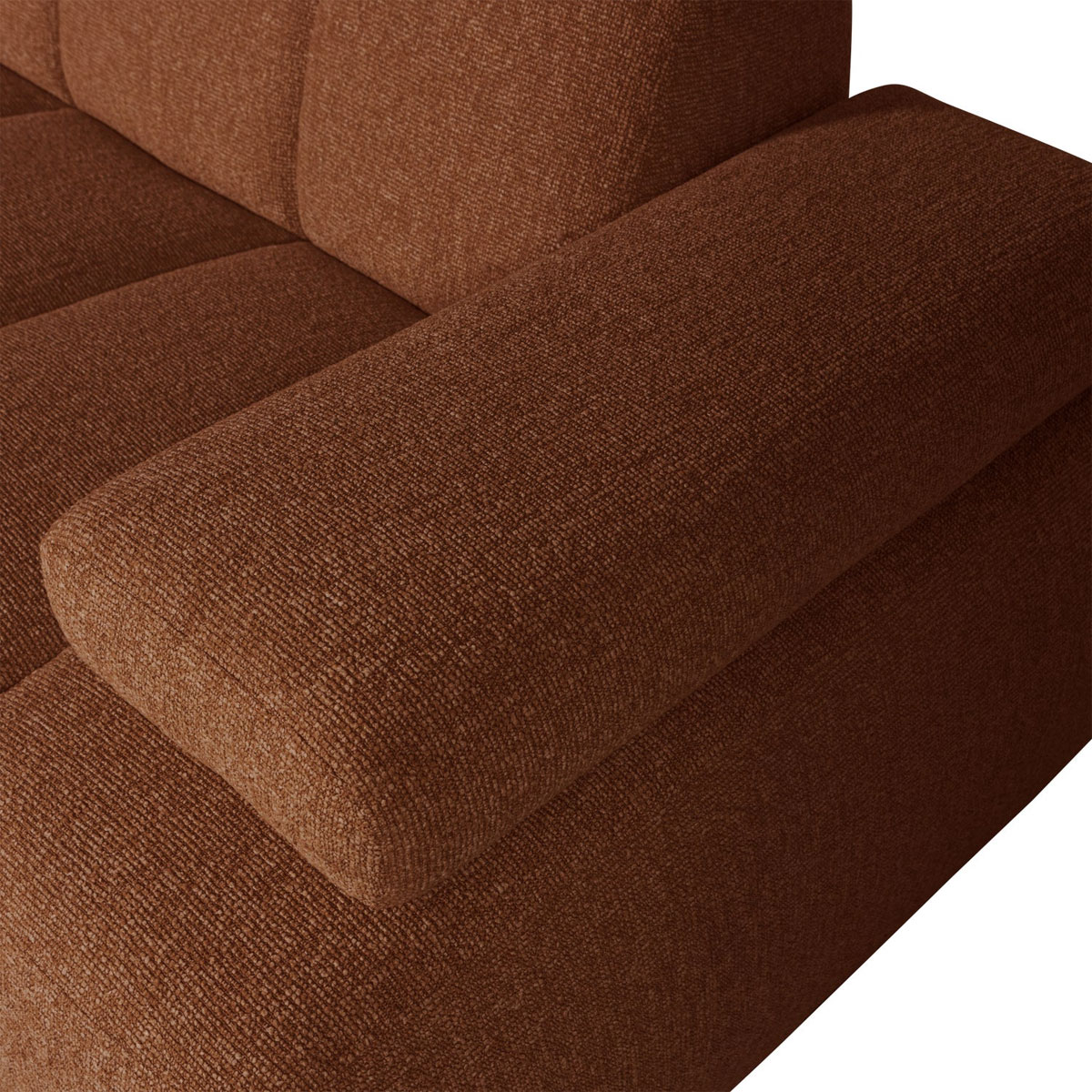 woood Chaiselongue Sofa MOJO rechts Bouclé rostbraun meliert