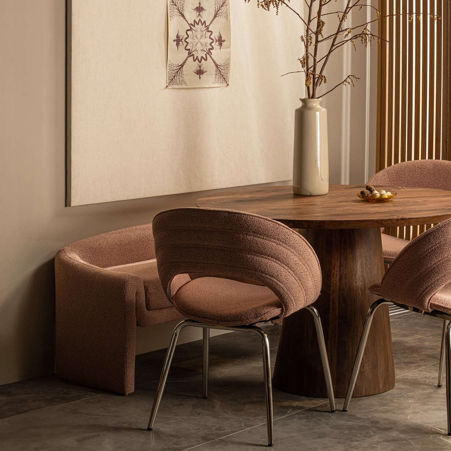 Bank Sitzbank ZONE 160 cm Webstoff rose dust