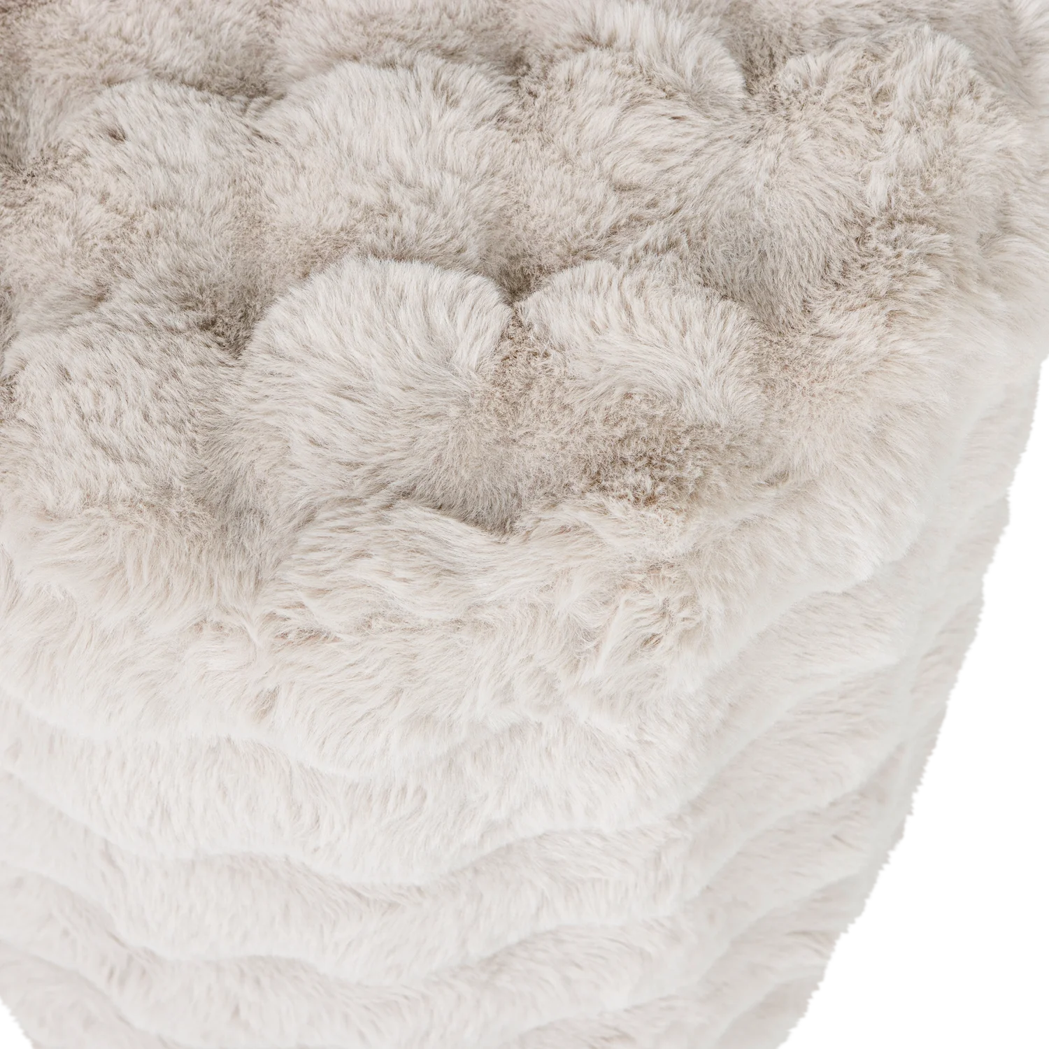 Hocker Sitzhocker OLVEN Ø 60 cm flauschiger Stoff natur