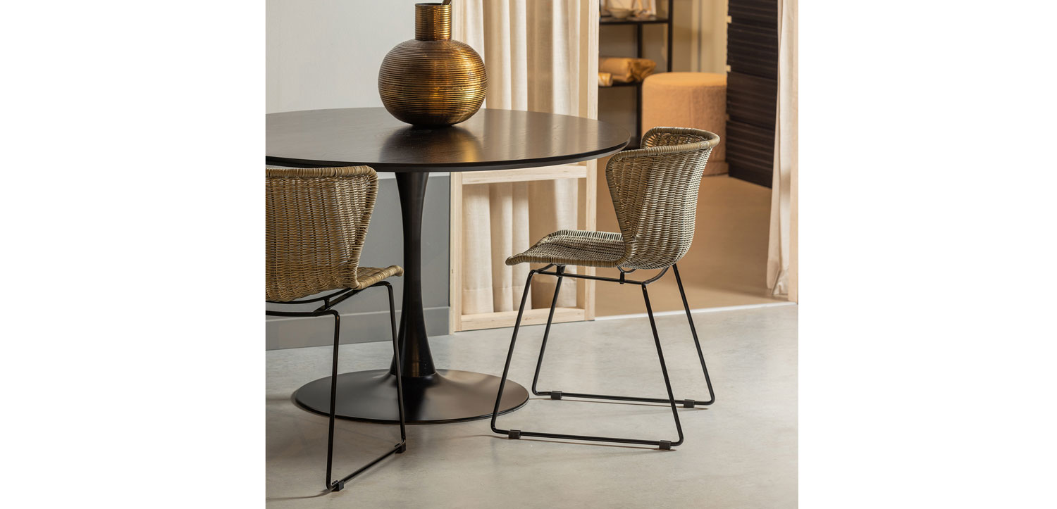 woood Esstisch Sammy Ø 120 cm rund MDF schwarz Tropetenfuß