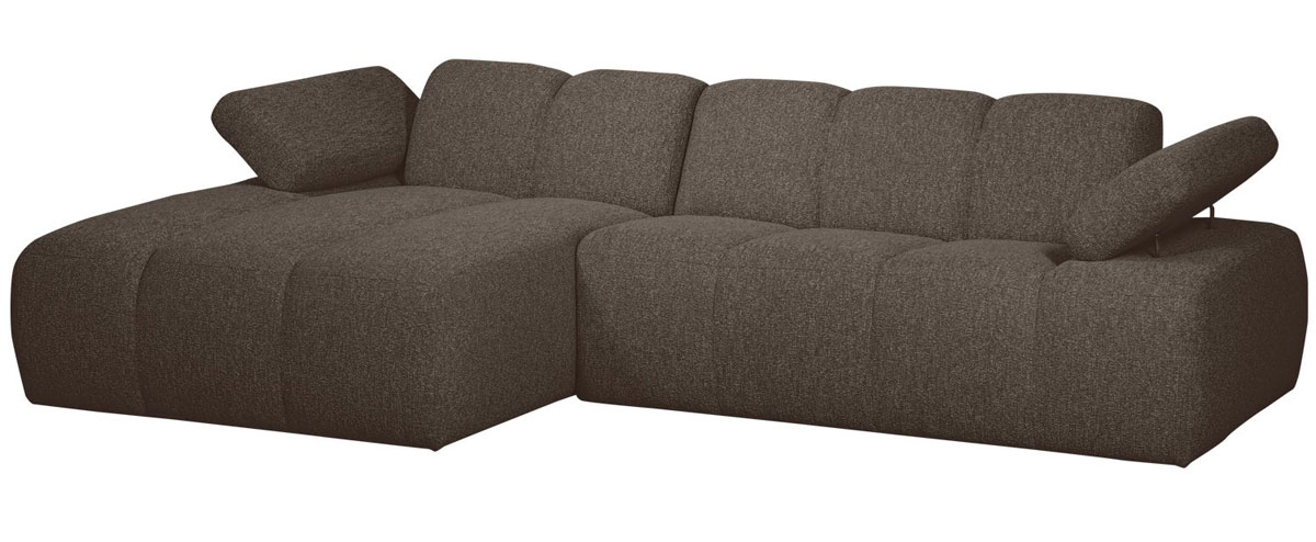 woood Chaiselongue Sofa MOJO links Bouclé braun melange