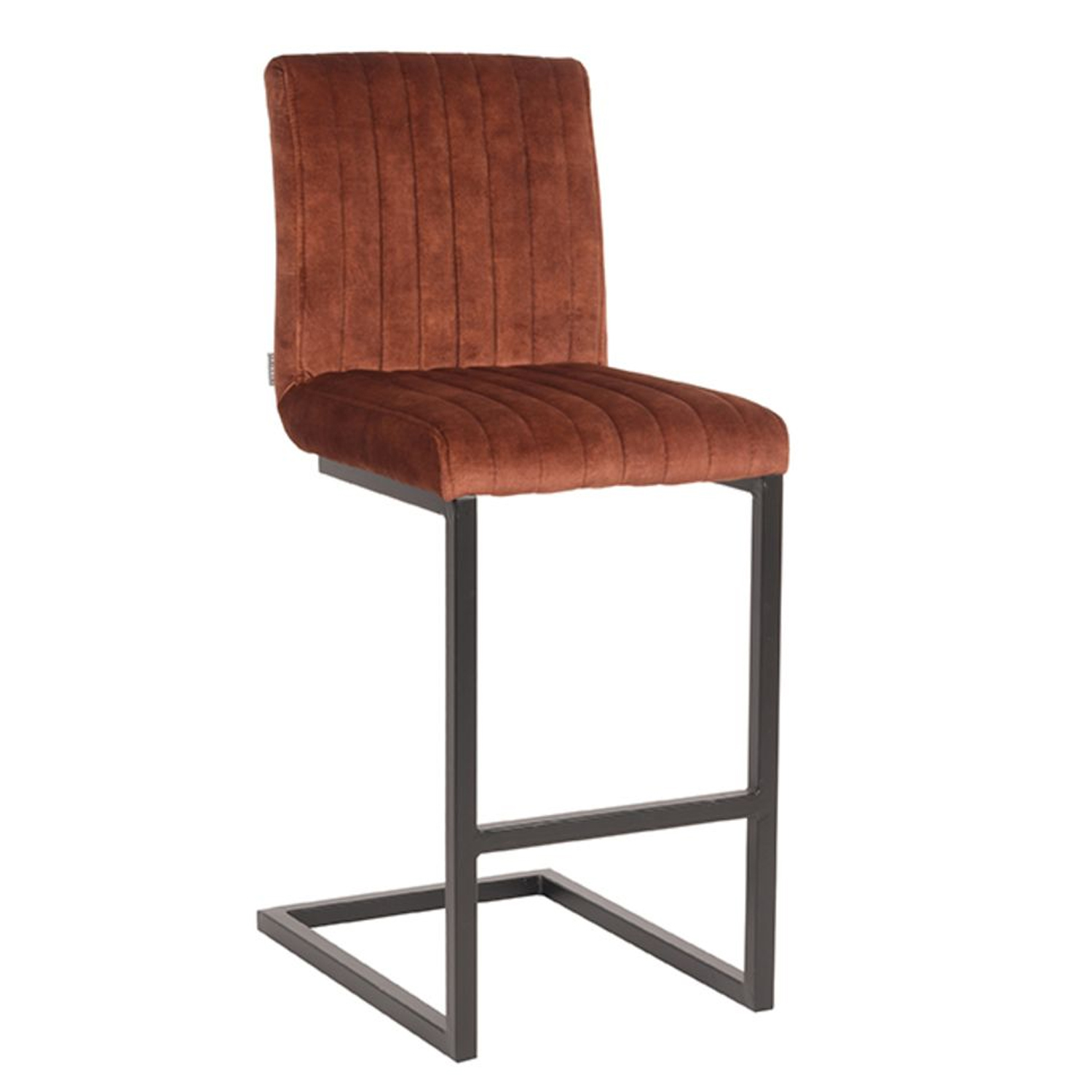 Barhocker HUGO Velours Stoff rostfarben SH 66 cm