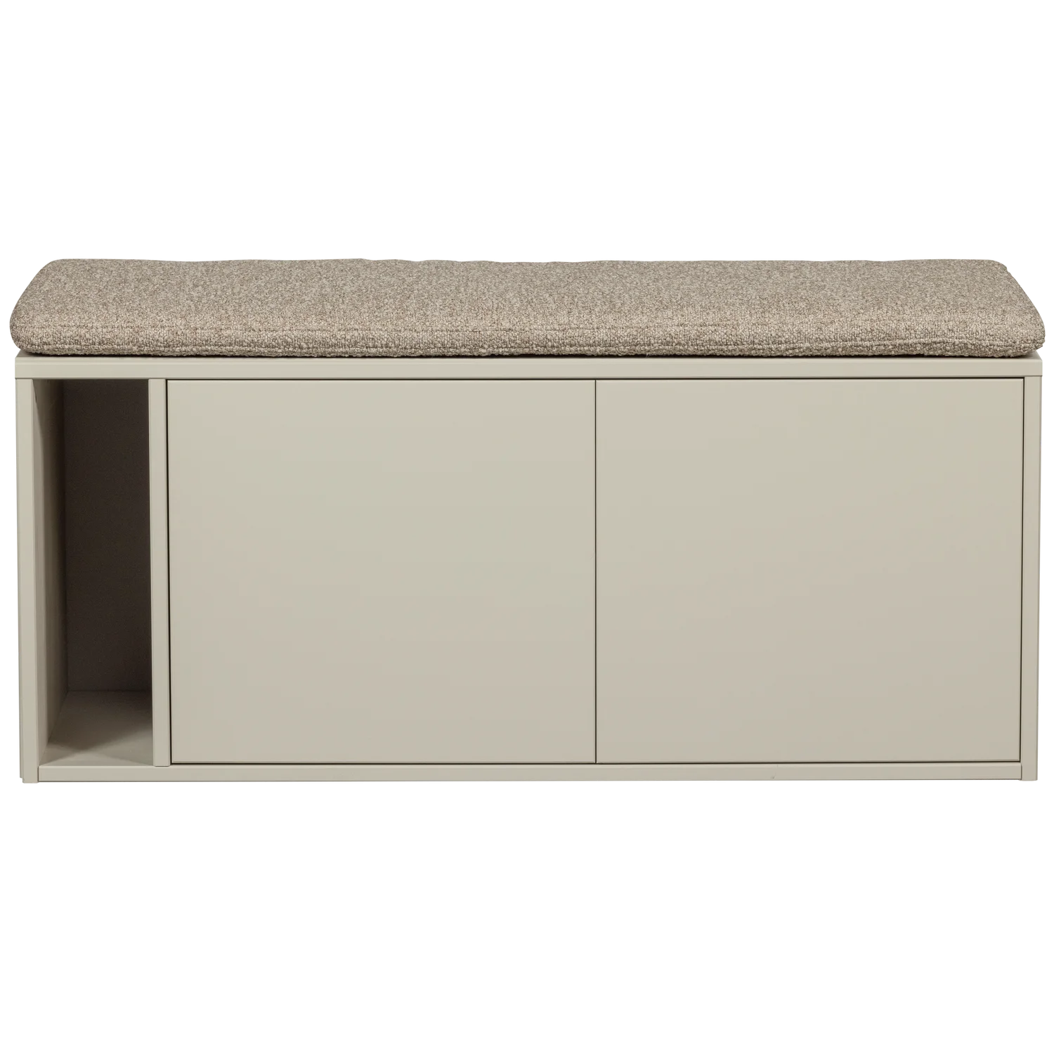 Sitzbank Bank Lowboard SETTLE DOWN mit Kissen 108 cm Kiefernholz staubgrau
