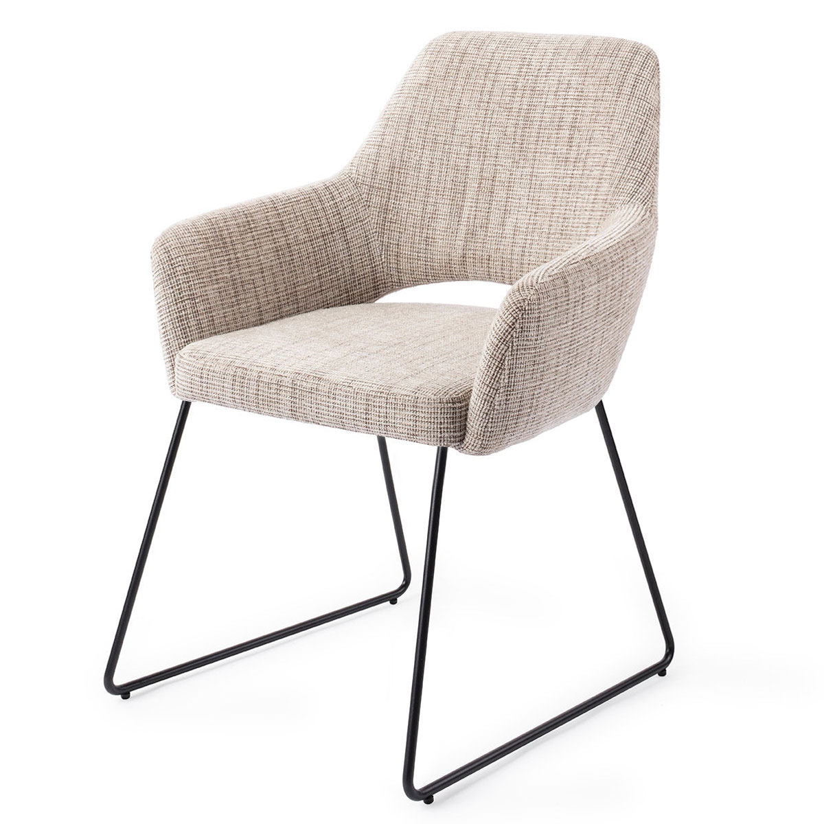 Esszimmerstuhl YANAI – Caramel mit schwarzem Slide Gestell