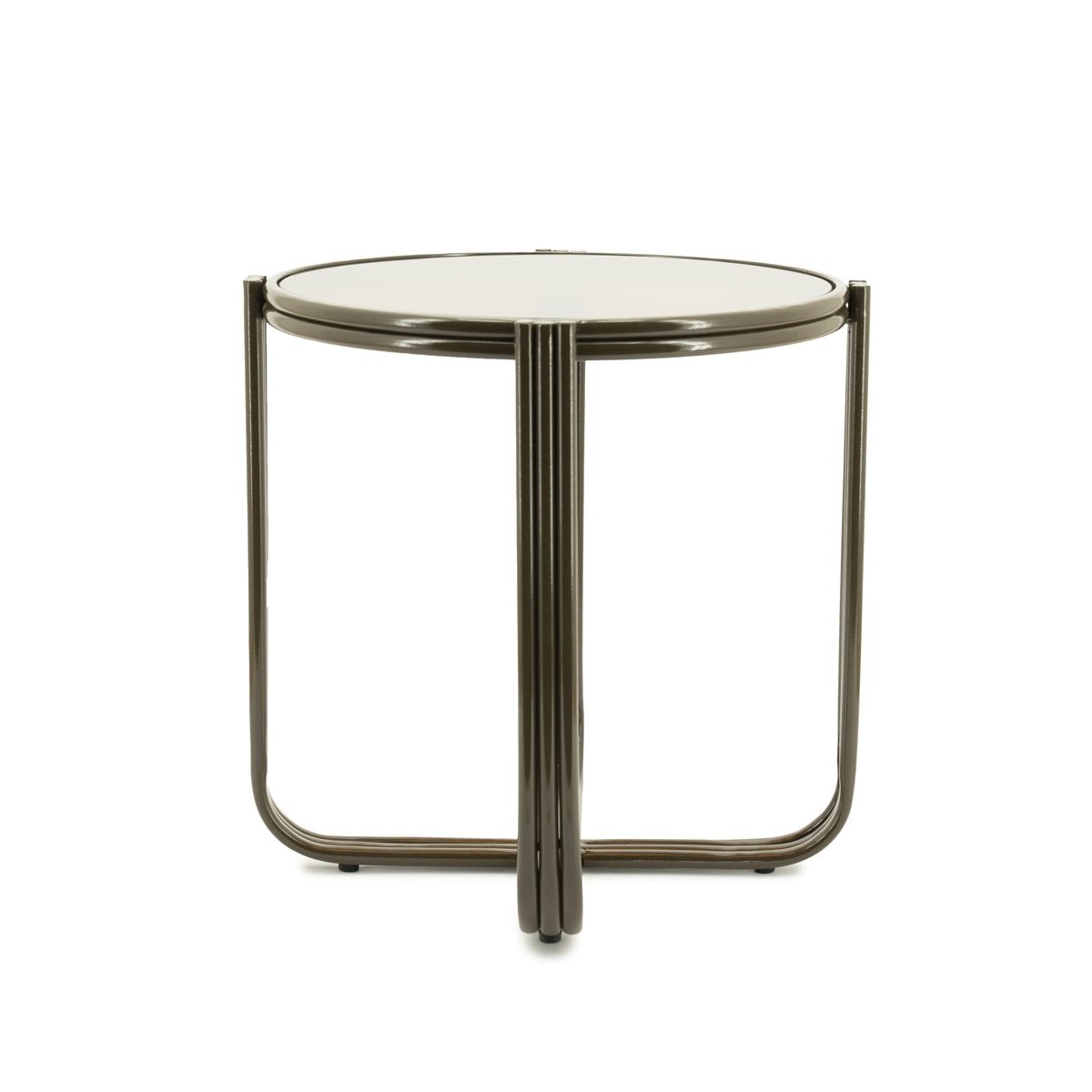 Couchtisch Groovy Ø 42,5 cm mit Glasplatte braun