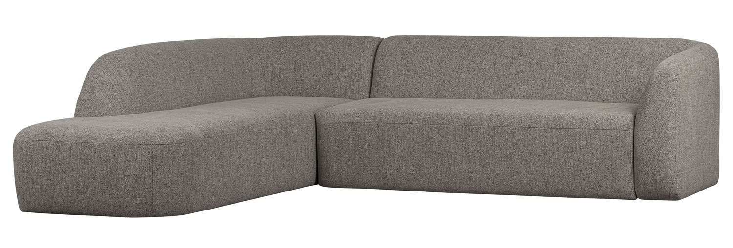 Eckgarnitur Sloping Chenille grau melange Ecksofa Longchair links