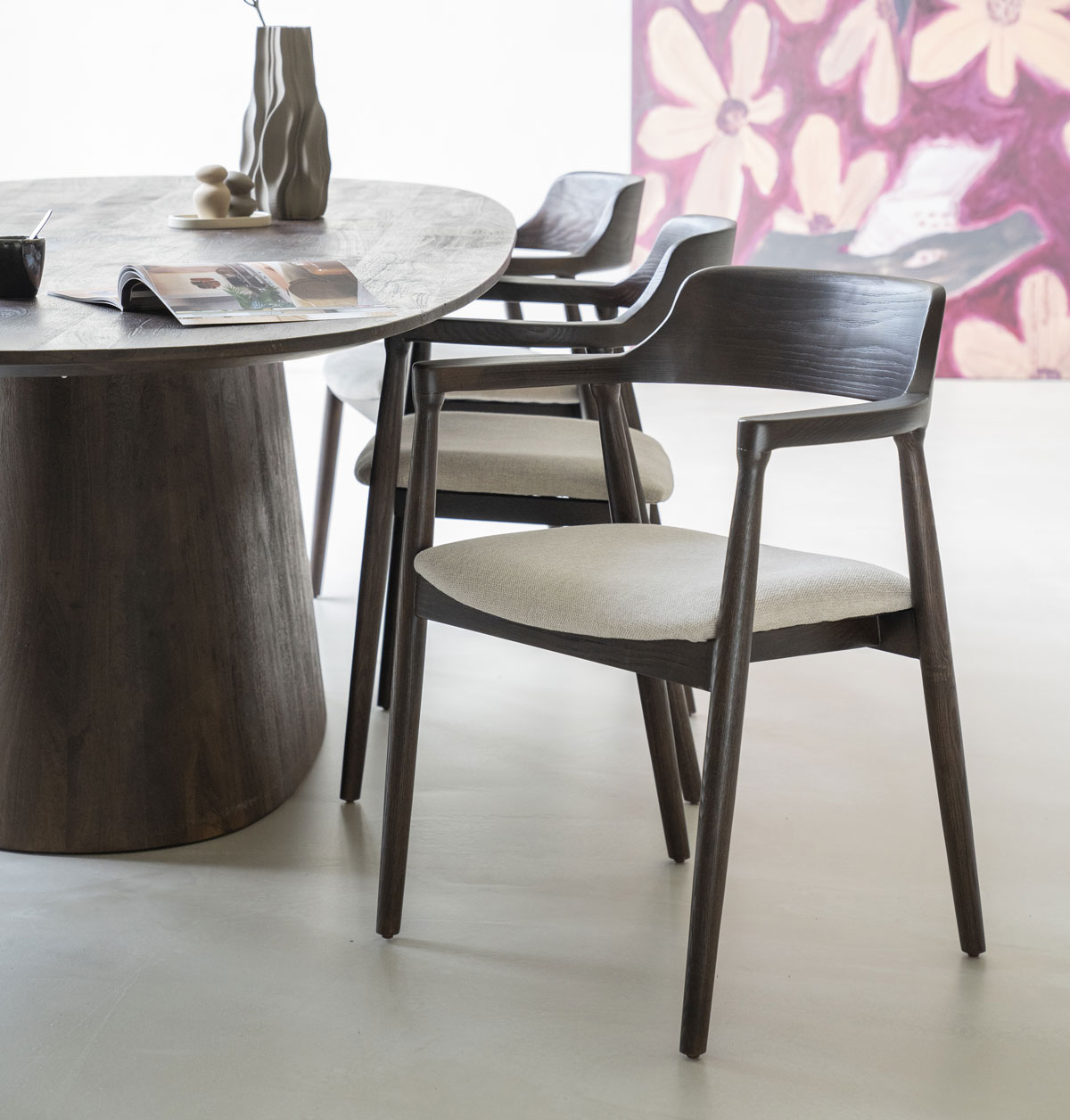 Esszimmerstuhl Stuhl Yorick Armlehnstuhl Esche Holz dunkelbraun