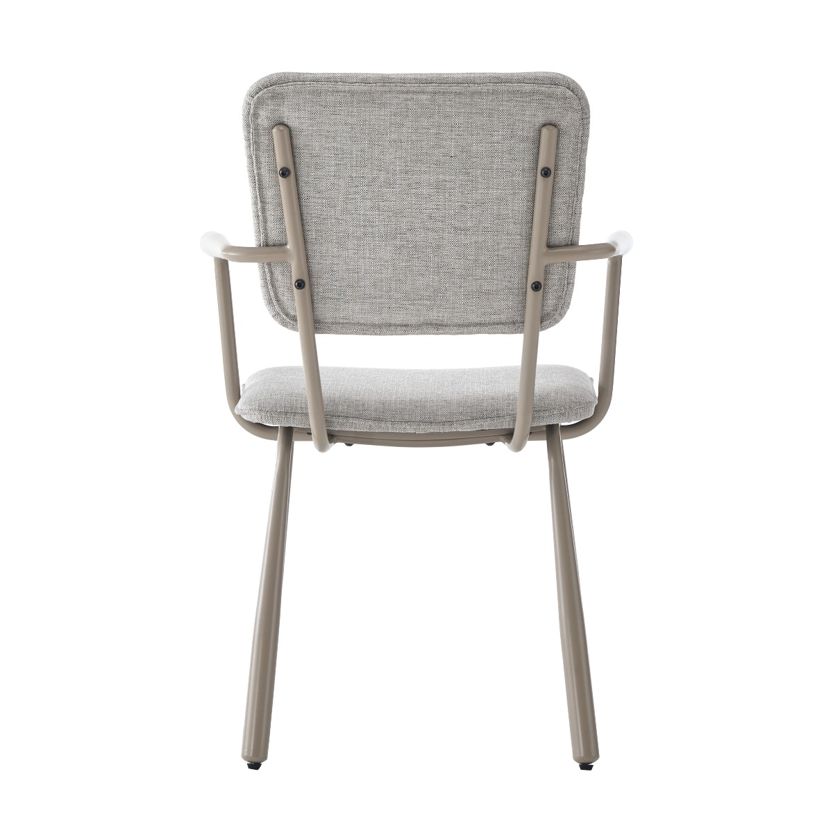 Esszimmerstuhl Finn Stuhl mit Armlehnen Gestell weiß Stoff beige