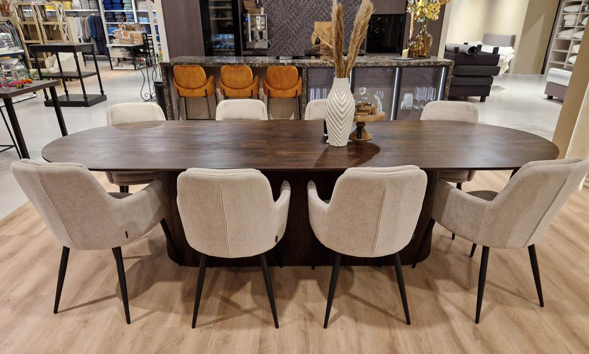 Esstisch Salvator oval 300 x 110 cm Mangoholz wallnuss